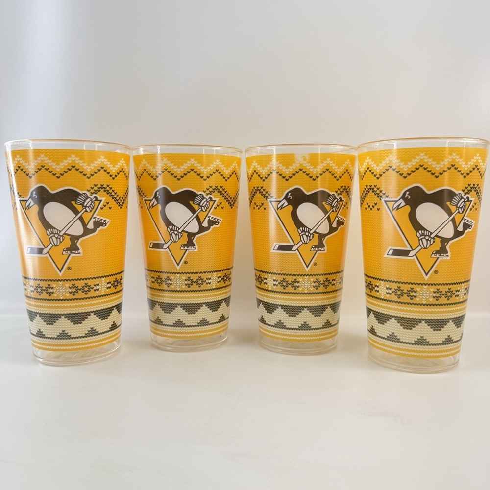 4 X Pittsburgh Penguins Souvenir Sweater Pattern Tumblers Cups PPG Whirley USA